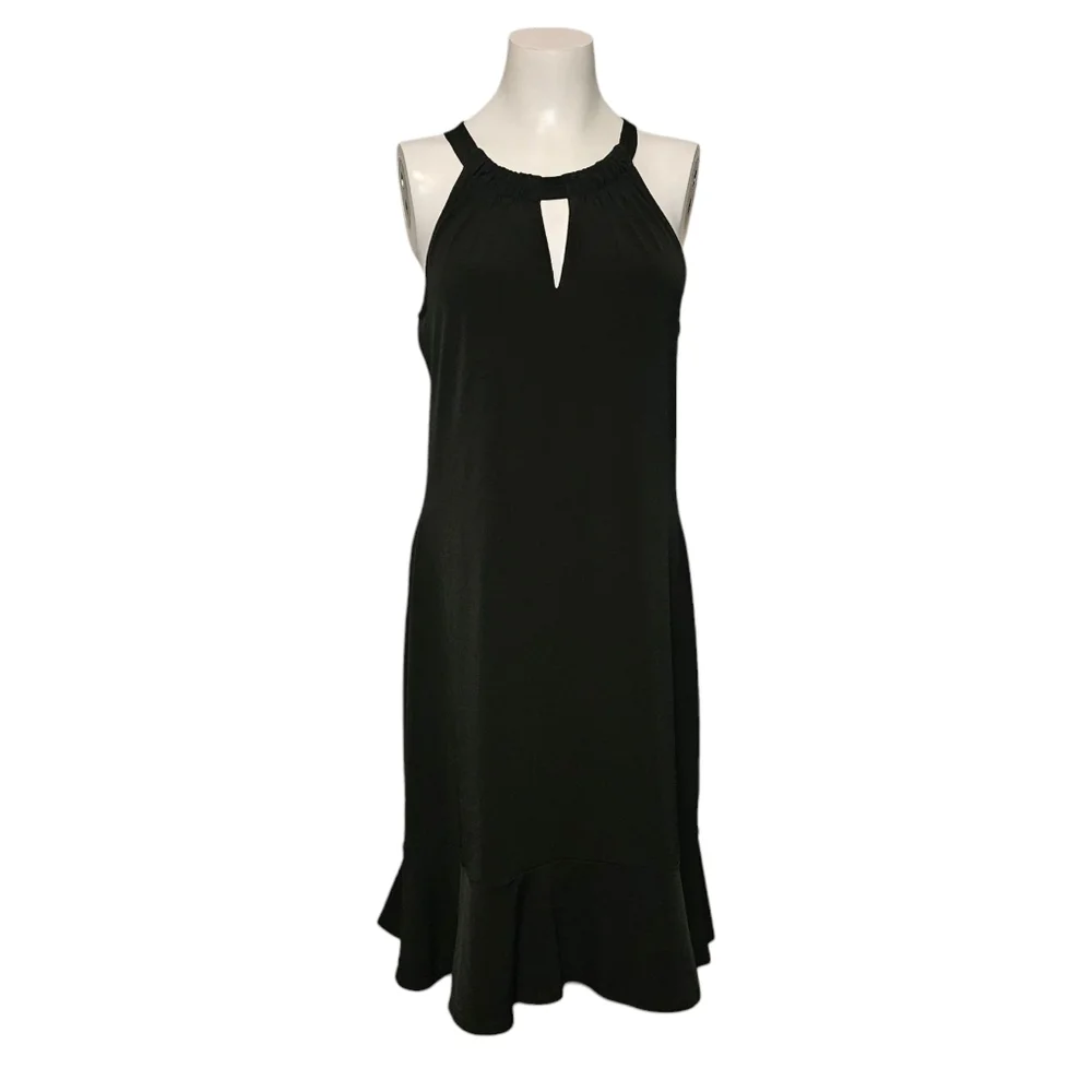 WHBM Dress Black Keyhole Front & Back Sleeveless Stretch Anti-Wrinkle sz M